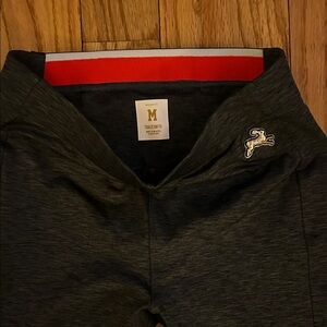 Tracksmith Charcoal Leggings with Red Accent